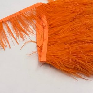 Oranžinė stručio plunksnų juosta, 8-11cm, 02134
