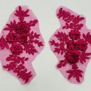 Ryškiai rožiniai 3D nėriniai, 1vnt 02378