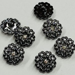Juodo metalo plastikinės sagos – gėlytės, 25mm, 1vnt B40/15234099/3