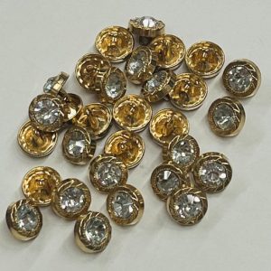 Auksinė sagutė „Kristalas auksiniame rėmelyje”, 10mm, 1vnt 02407
