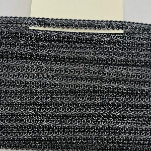 Juoda su sidabru dekoratuvi juostelė (pinta), 1cm, 1m 29051/031