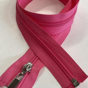 Ryškiai rožinis atsegamas užtrauktukas sidabrine galvute, 65cm ,1vnt 65/D335