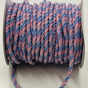 Sukta gumytė – virvelė, rožinė/melsva, 4mm, 1m ELS/18L212