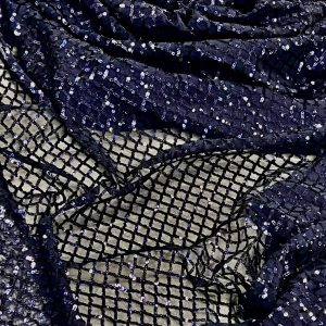 Siuvinėtas žvyneliais, rombiukų forma, tamsiai mėlynas tinklelis, 1m 2560