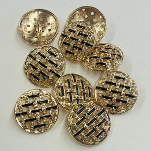 Auksinė metalinė saga, perkištom juodom juostelėm, 25mm, 1vnt 02503
