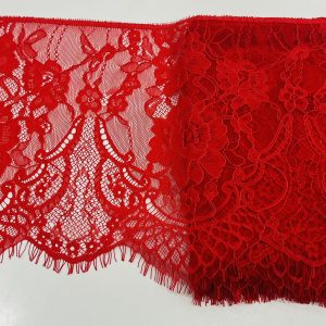 Raudona nėrinių juosta, 26,5cm, 1m 03017