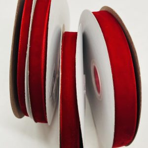 Raudona veliūrinė juostelė, 13mm, 1m A13/162