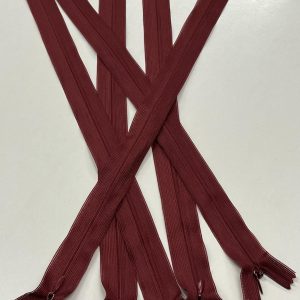 Paslėptas bordo spalvos užtrauktukas, 35cm, 1vnt 35p/178