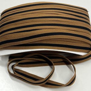 Trikotažinė juostelė, 2cm, ruda/juoda, 1m 21123