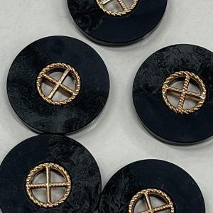 Pilkai juoda saga auksiniu ratuku, 27mm, 1vnt 02697