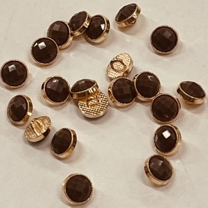 Rudas šlifuotas perliukas auksiniam apvadėlyje, 1cm, 1vnt 02718