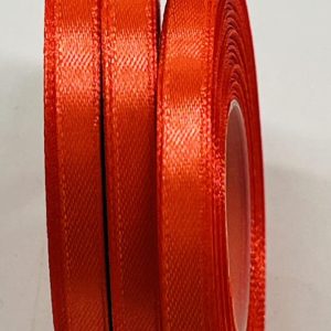 Ryškiai oranžinė atlasinė juosta, 6mm, 1m S06/3076