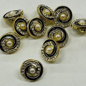 Auksinė saga „Sūkurys” dekoruota perliuku ir kristaliukais, 17mm, 1vnt 02741