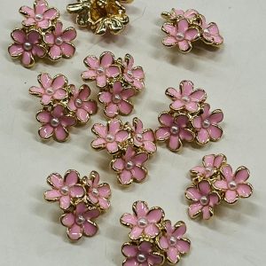 Auksinė saga „3 rožinės gėlytės”, 22mm, 1vnt 02844