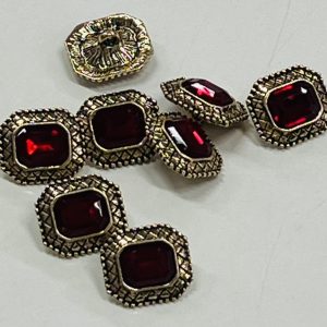 Auksinė saga „Stačiakampis rubinas”, 19mm, 1vnt 02913