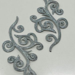 Siuvinėtas sidabrinis ornamentas, 17,5*9cm, 1vnt 03498