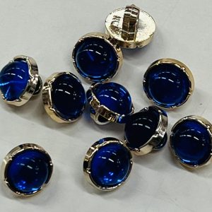 Auksinė sagutė „Mėlynas skaidrus perliukas auksiniam apvadėlyje”, 13mm, 1vnt 02997