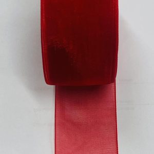 Raudona organzos juostelė, 25mm, 1m O25/3079