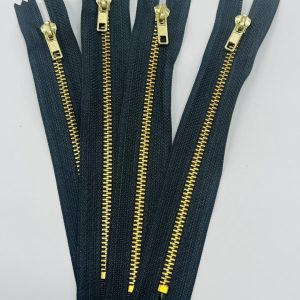 Tamsiai pilkas metalinis užtrauktukas auksiniais dantukais džinsams, 16cm, 1vnt 16M/312