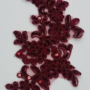 Bordo nėriniai su žvyneliais, 25*10cm, 1vnt 03093