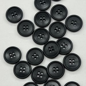 Apvali, plastikinė, 4 skylučių juoda saga, 19mm, 1vnt 1932/332
