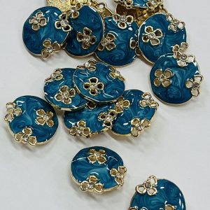 Auksinė – akrilinė , mėlyna saga „Gėlytės”, 22,5mm, 1vnt 03149