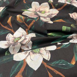 Tamsiai pilka medvilnė „Magnolijos”, 220cm, 1m 0284