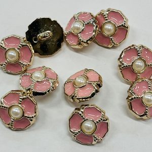 Auksinė saga „Rožinė gėlytė su perliuku”, 18mm, 1vnt 03206