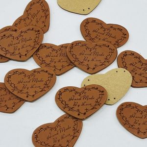 Prisiuvama ekoodos aplikacija – širdelė „Hand made by love”, 1vnt  00931