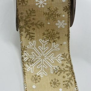 Šviesiai ruda dekoratyvinė juostelė „Snaigės”, 6cm, 1m D051417/103