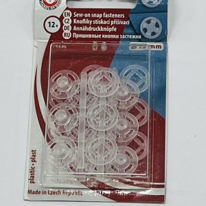 Prisiuvamos plastikinės spaudės, skaidrios, 13mm, 1vnt 4021/430