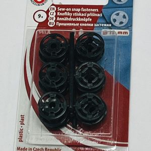 Prisiuvamos plastikinės spaudės, juodos, 15mm, 1vnt 40236/332