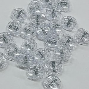 Skaidrūs plastikiniai virvelių laikikliai, 2 skylučių spynelės, 22mm 1vnt 5812/430