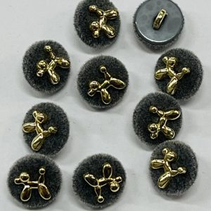 Pilka sagutė aptraukta veliūru „Pudelis”, 12mm, 1vnt 03318