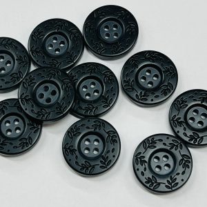 Juoda, plastikinė saga „Graviruoti lapeliai”, 25mm, 1vnt 03359