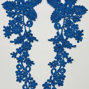 Ryškiai mėlyna nėrinių aplikacija, 41*13cm, 1vnt 03374
