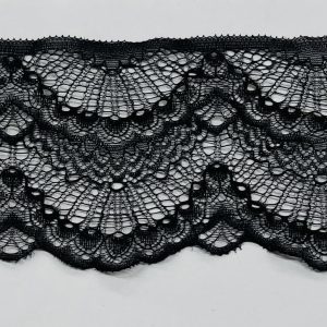 Elastinė nėrinių juosta, 10cm, juoda, banguoto rašto, 1m 03368