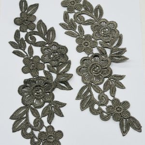 Pilkai rudi nėriniai,  25*7,5cm, 1vnt 03428