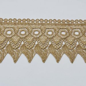 Karamelės spalvos standesni nėriniai „Varvekliai”, 8,5cm, 1m 03462