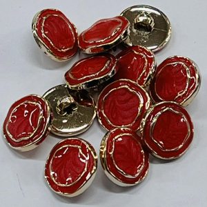 Raudona plastikinė sagutė „Meniškas perlamutras”, 18mm, 1vnt 03526