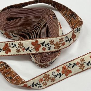 Austa tautinė juostelė „Rudi drugeliai”, 2cm, 1m 03528