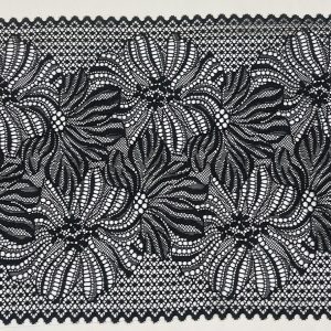 Elastinė nėrinių juosta, 22cm, juoda, 1m 03544