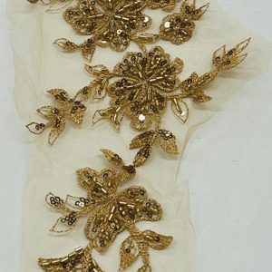 Auksiniai nėriniai, siuvinėti biseriu, 32*14cm, 1vnt 01761