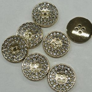 Auksinė, metalinė saga, iš akučių, 4 skylučių, 15mm, 1vnt 03559