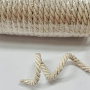 Dekoratyvinė sukta virvelė, 8mm, kreminė, 1m 41007/291