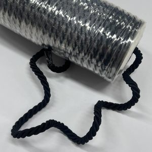 Dekoratyvinė sukta virvelė, 8mm, juoda, 1m 41007/332