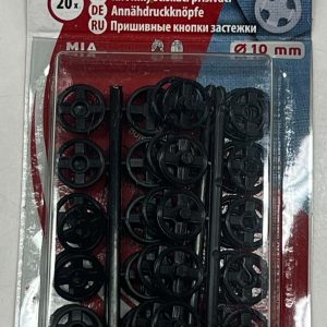 Prisiuvamos juodos plastikinės spaudės, 10mm, 1vnt 4020/332