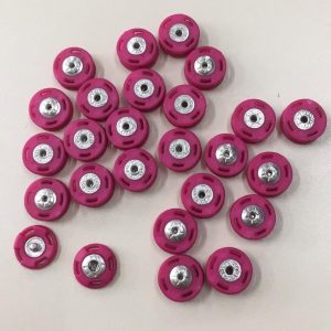 Rožinės, plastikinės prisiuvamos spaudės, 18mm, 1vnt 00966