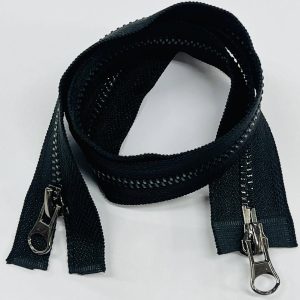 60cm dvipusis užtrauktukas, juodo metalo dantukais, 1vnt 60DV/W332